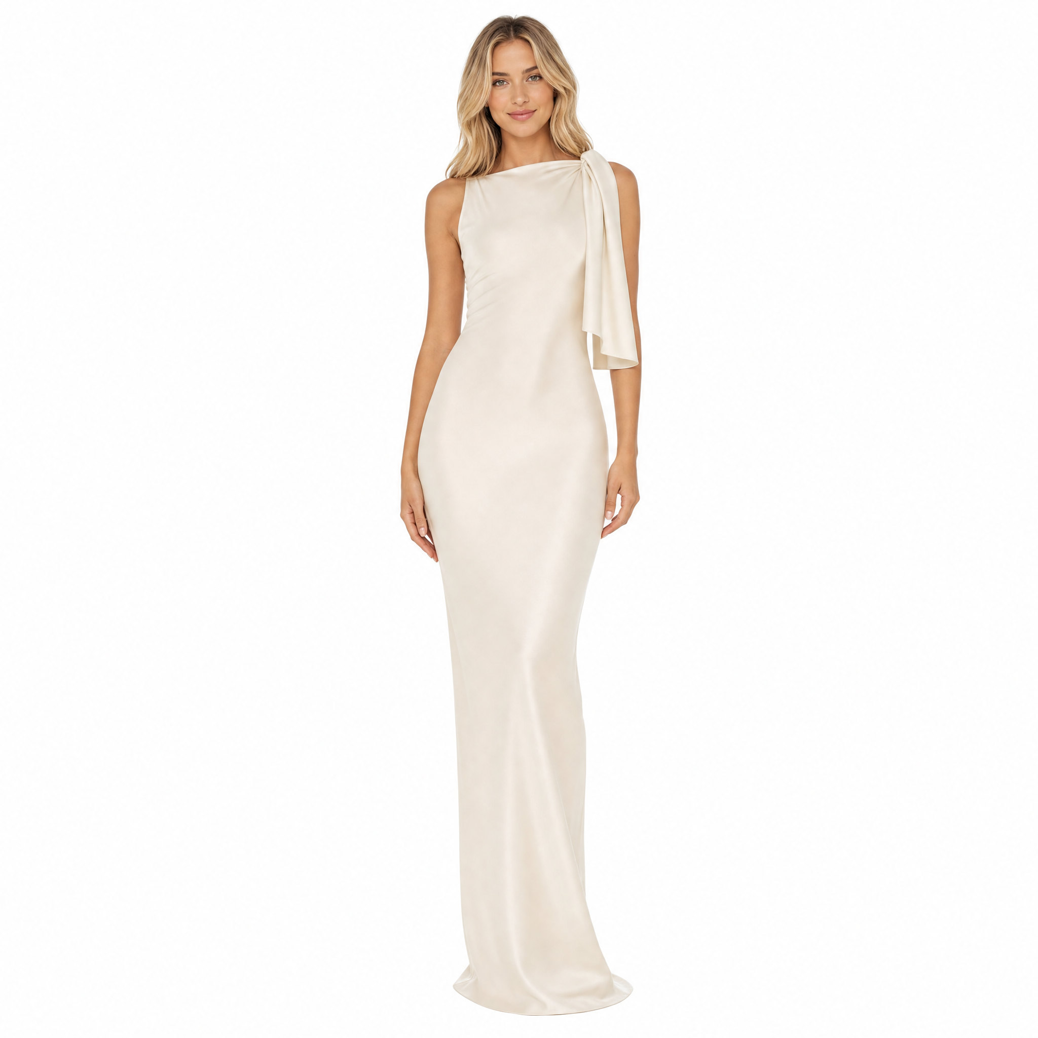 Women's One-Shoulder Bodycon Satin Maxi Dress