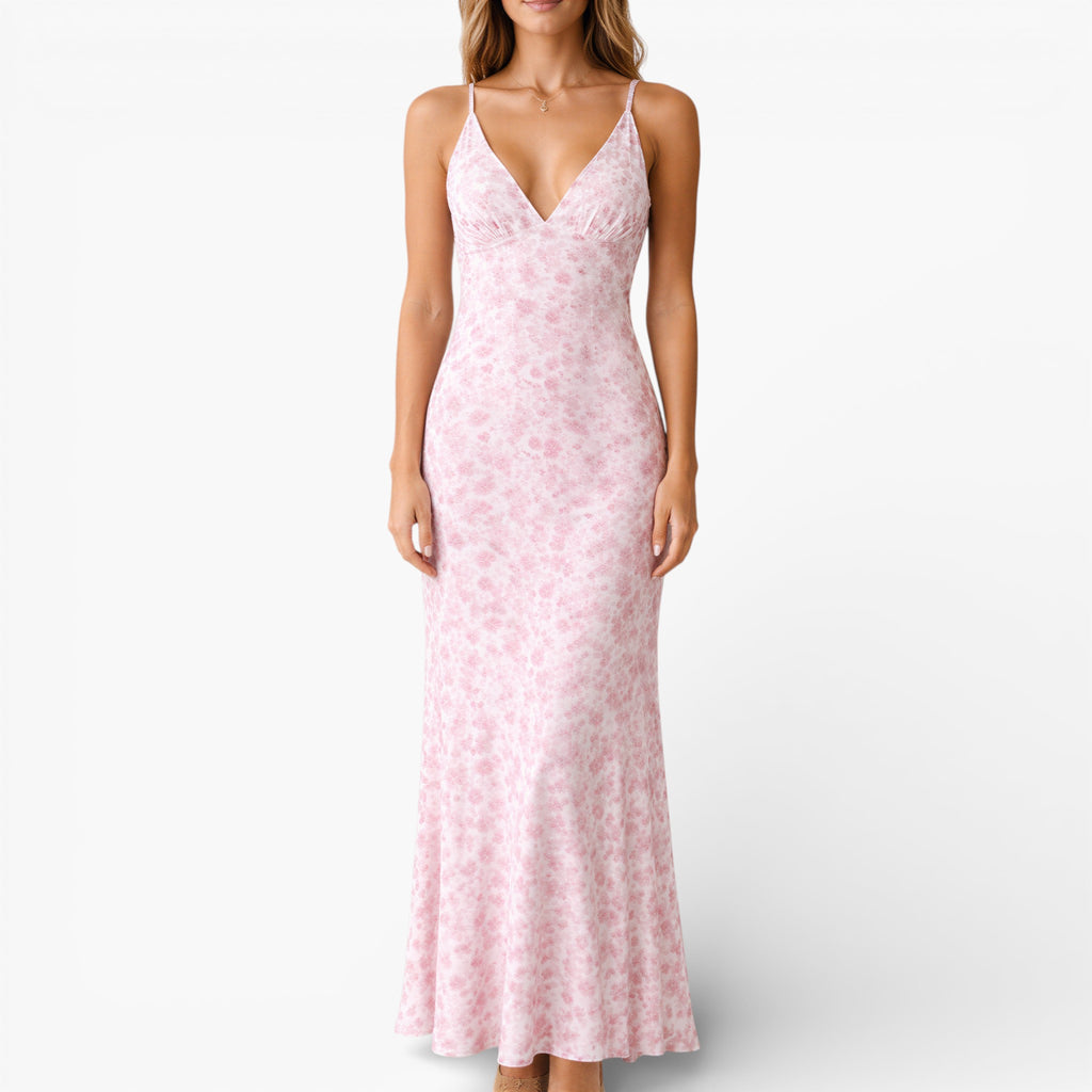 Women’s Classic Floral Maxi Dress Refined Sleeveless Long Dress
