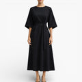 Women’s V Neck Midi Dress Belted Waist Flowy Casual Dress