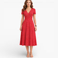 Women’s Floral Midi Dress V Neck Elegant Casual Day Dress