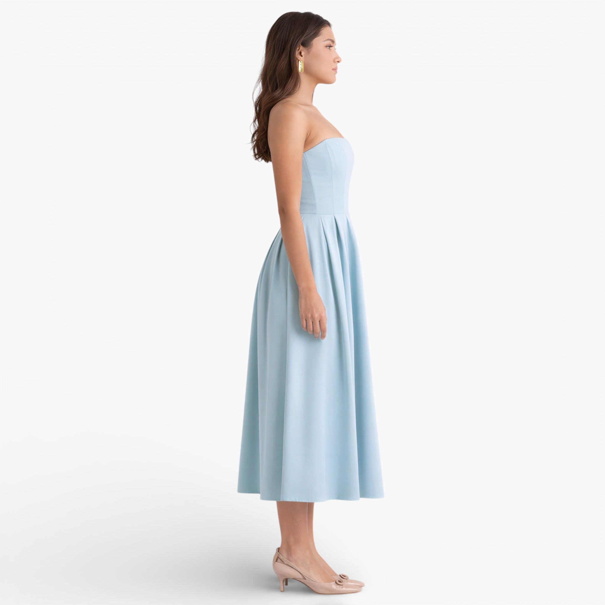 Women’s Classic Strapless Midi Dress Elegant Silhouette