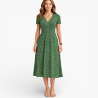 Women’s Floral Midi Dress V Neck Elegant Casual Day Dress