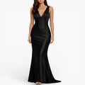 Women's Satin Maxi Dress — Sleeveless Evening Gown