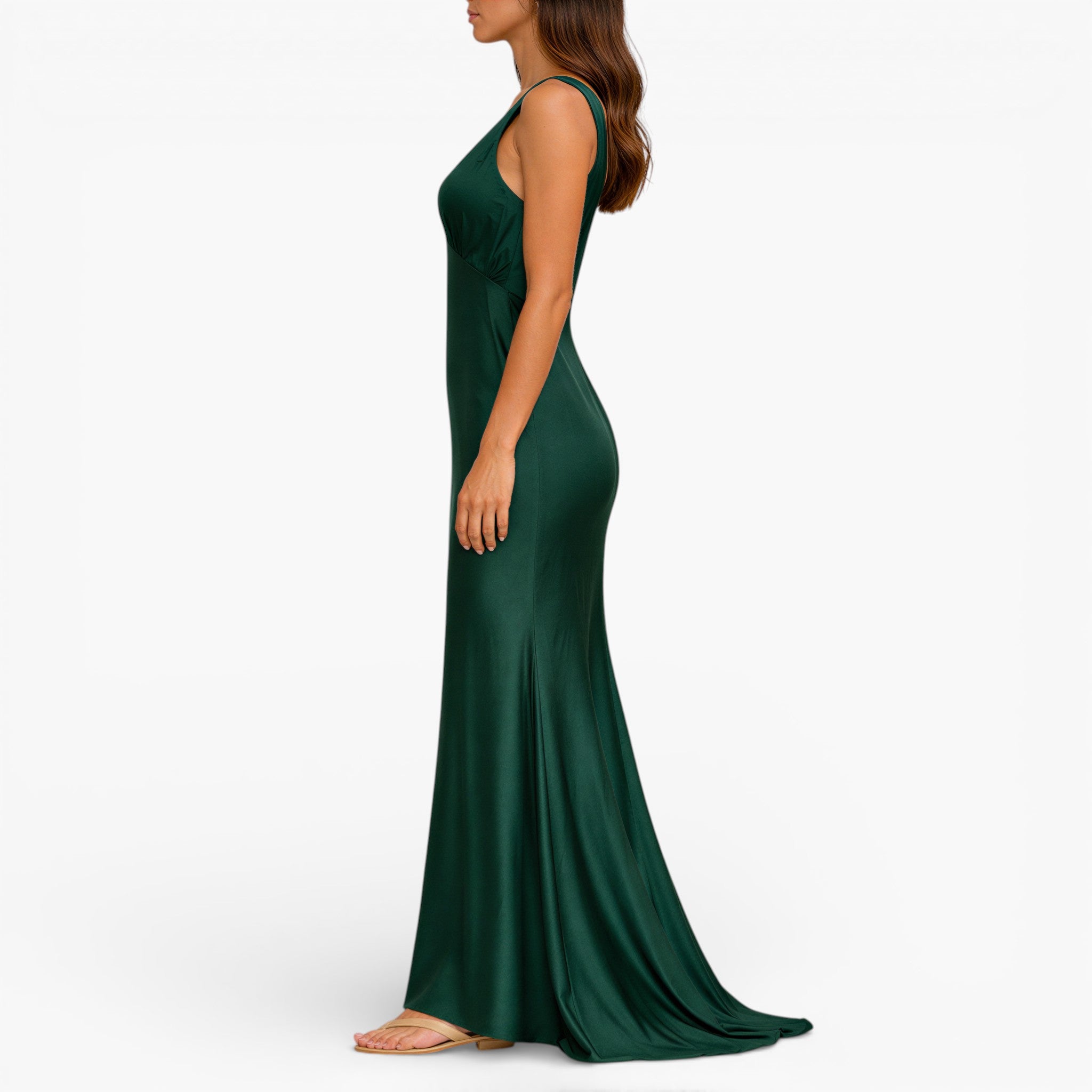 Women's Satin Maxi Dress — Sleeveless Evening Gown