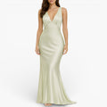Women's Satin Maxi Dress — Sleeveless Evening Gown