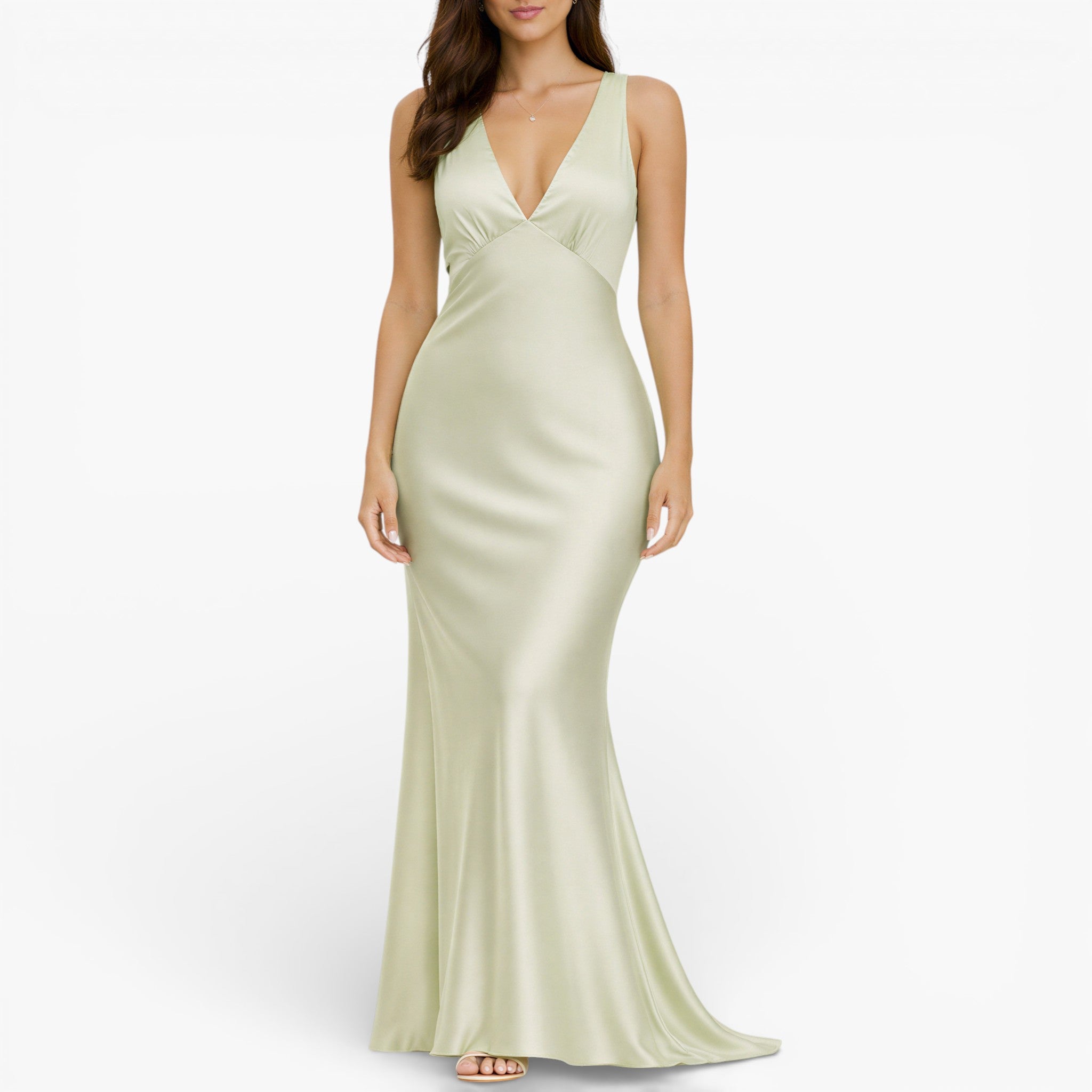 Women's Satin Maxi Dress — Sleeveless Evening Gown