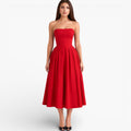 Women’s Classic Strapless Midi Dress Elegant Silhouette
