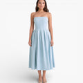 Women’s Classic Strapless Midi Dress Elegant Silhouette