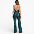 Women’s Halter Neck Jumpsuit Wide Leg Elegant Evening Outfit