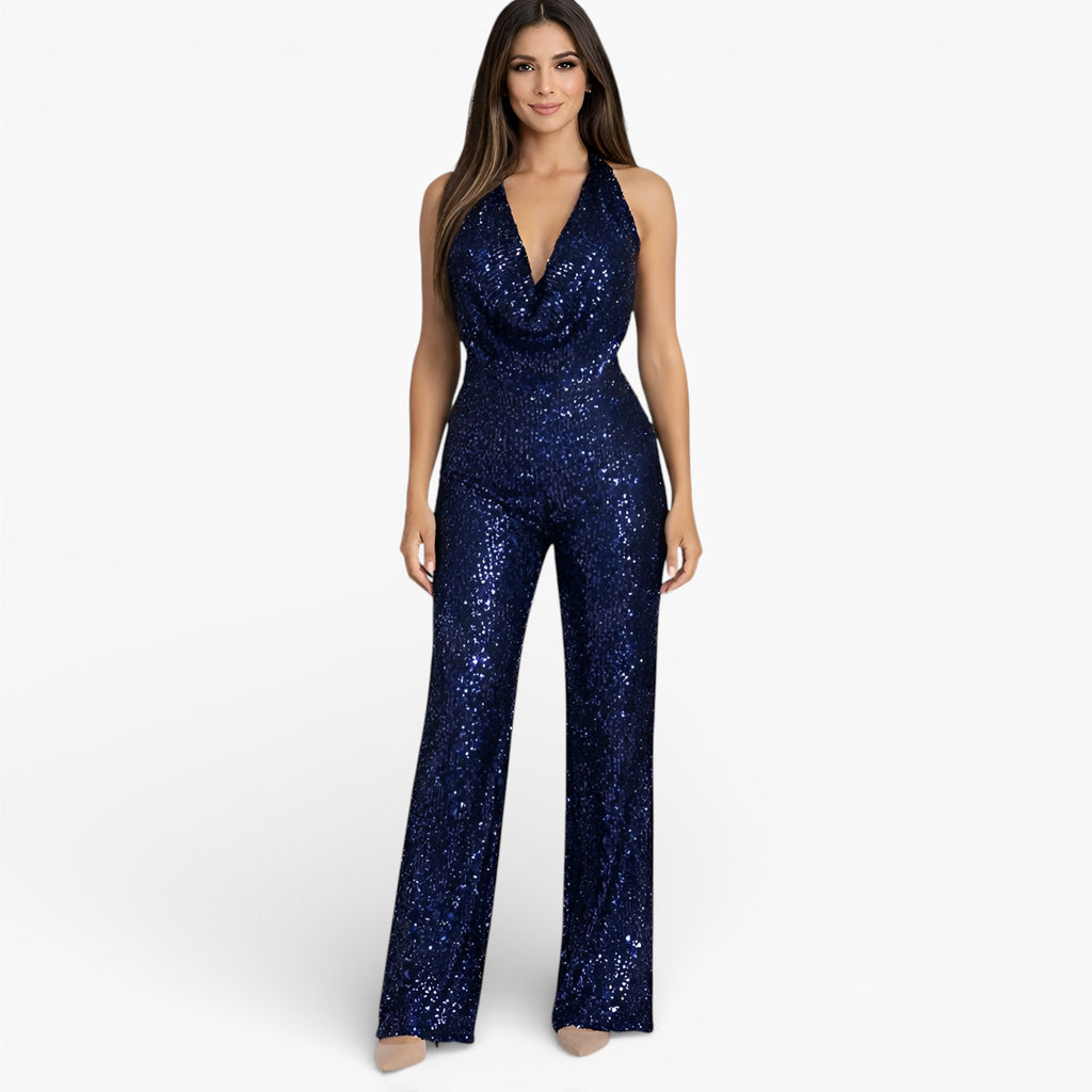 Women’s Halter Neck Jumpsuit Wide Leg Elegant Evening Outfit