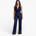 Women’s Halter Neck Jumpsuit Wide Leg Elegant Evening Outfit