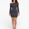 Women’s Rib Knit Bodycon Mini Dress Classic Off Shoulder Style