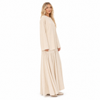 Cream oversized knit top and tiered maxi skirt set - side