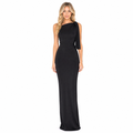 Black one-shoulder bodycon maxi dress - front