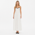 White polka-dot lace maxi dress - front
