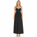Black polka-dot lace maxi dress - front