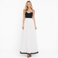 Black and white colour-block polka-dot maxi dress - front