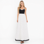 Black and white colour-block polka-dot maxi dress - front
