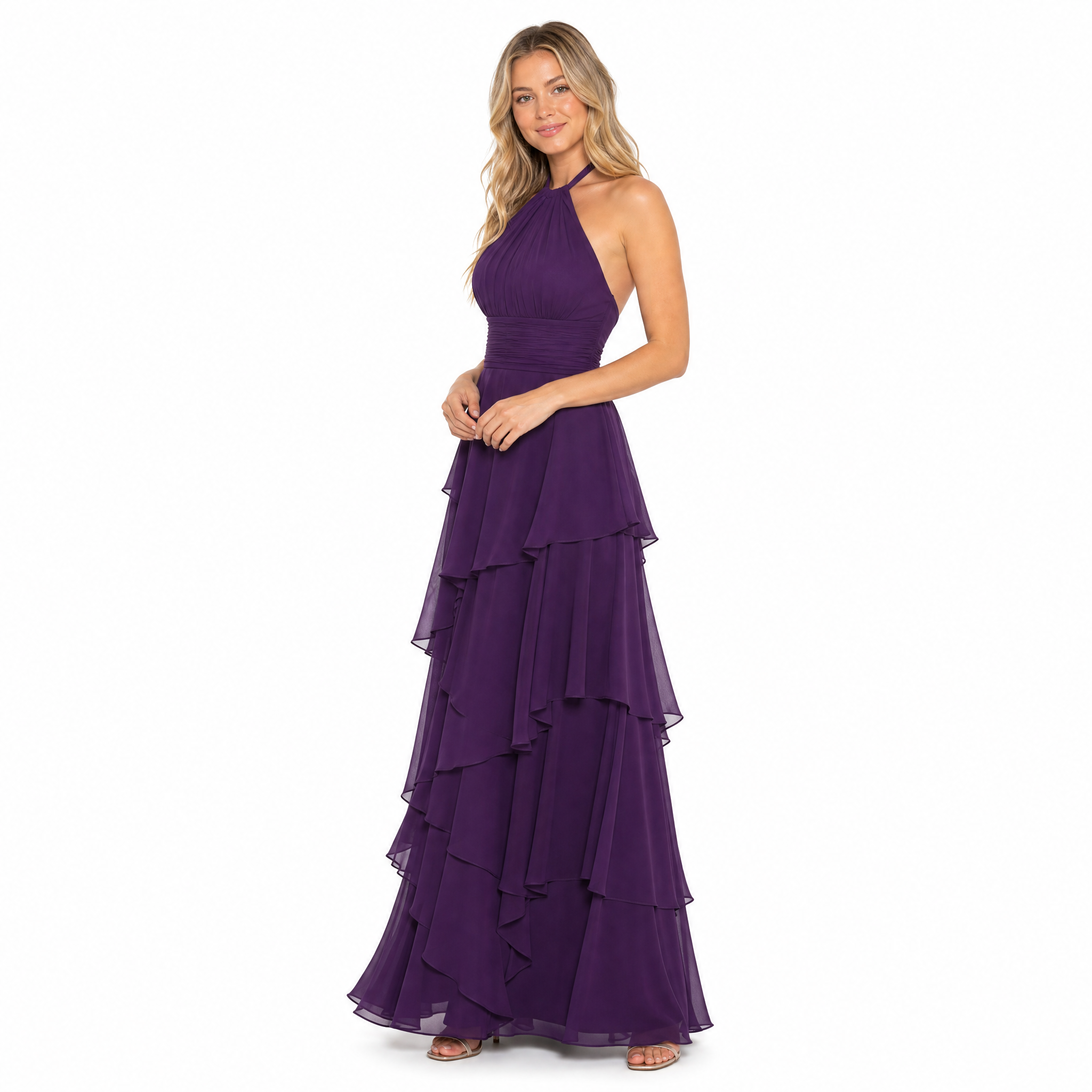 purple halter chiffon dress The Lavande | Purple Formal Evening Dress Halter Chiffon Maxi Dress with Slit