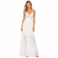 Women's white lace V-neck patchwork maxi dress front view