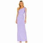 Women's light purple one-shoulder ruched maxi dress front view