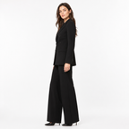 Black double-breasted blazer trouser set side view