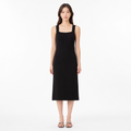Black knitted square-collar sleeveless midi dress front view
