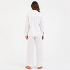 Cotton linen lapel shirt and trouser set back view
