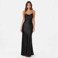 Black satin maxi front