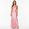 Pink satin maxi front