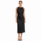 Black satin midi front
