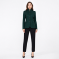 Green stand-collar blazer front view