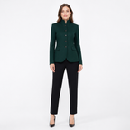 Green stand-collar blazer front view