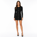 Black ribbed knit mini front view