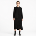 Black patchwork shirt-sweater dress front view