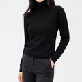 Black turtleneck knit pullover — front view