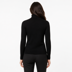Black turtleneck — back view