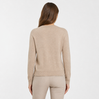 Beige merino pullover — back view