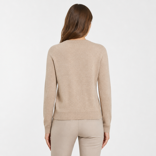 Beige merino pullover — back view