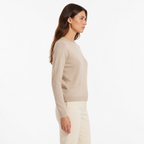 Beige merino pullover — side view