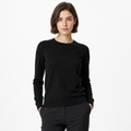 Black merino pullover — front view