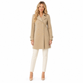 Khaki Double-Breasted Short Trench Coat front view
