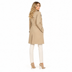 Khaki Double-Breasted Short Trench Coat back view
