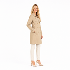 Khaki Double-Breasted Short Trench Coat side view