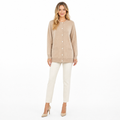 Beige Cashmere O-Neck Cardigan front view