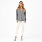Grey Cashmere V-Neck Cardigan front view