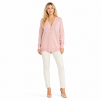 Pink Cashmere V-Neck Cardigan front view