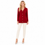 Red Cashmere Single-Breasted Cardigan front view