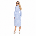 Blue Stripe Shirt Midi Dress back view