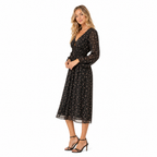 Black Floral Chiffon Midi Dress side view